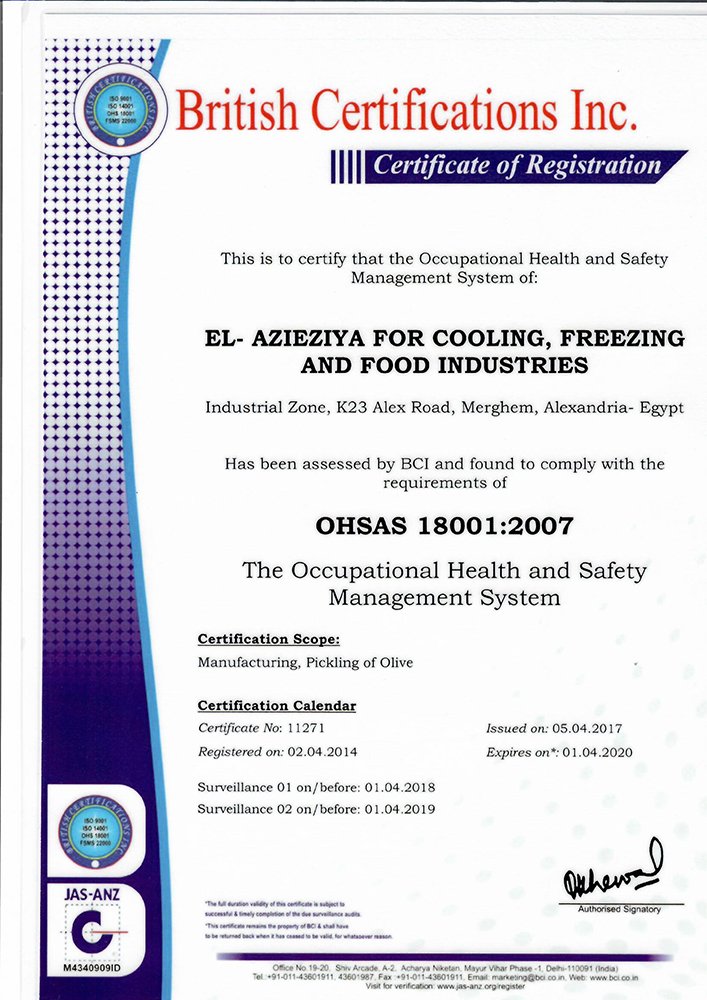 OHSAS 18001 Certificate